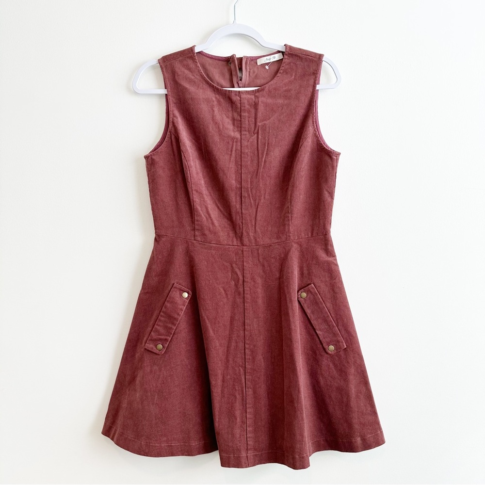 Jessy B | Dusty Burgundy Pink Corduroy Fit & Flare Dress Size M